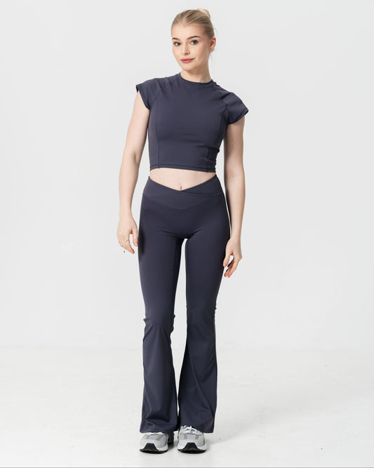 Nova Flared Leggings in Charcoal Blue