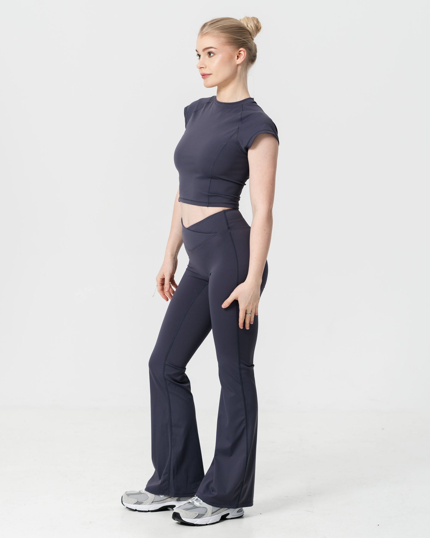 Nova Flared Leggings in Charcoal Blue