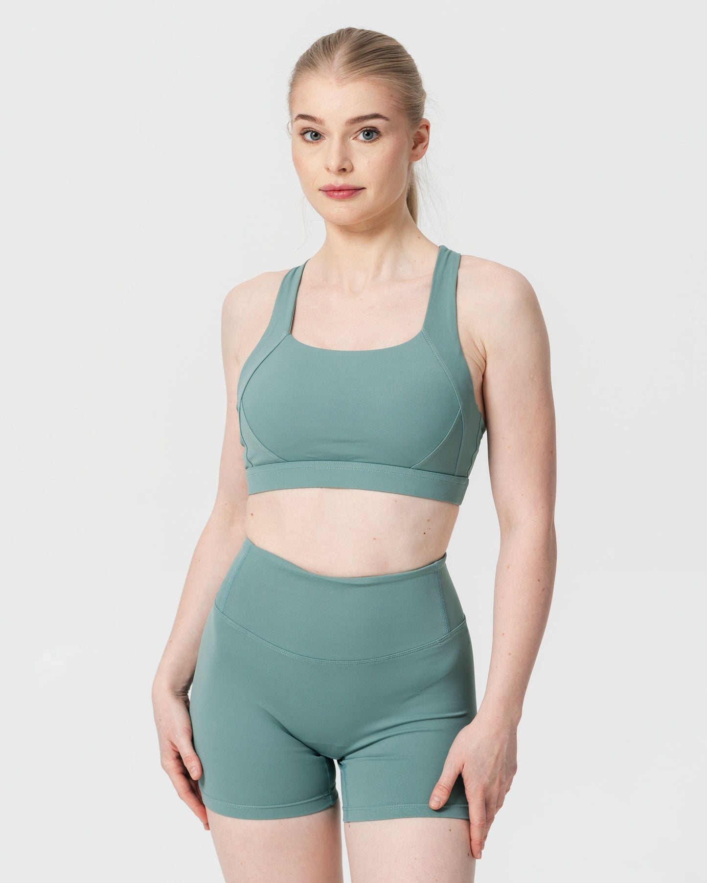 Double Strap Sports Bra in Aqua Mist