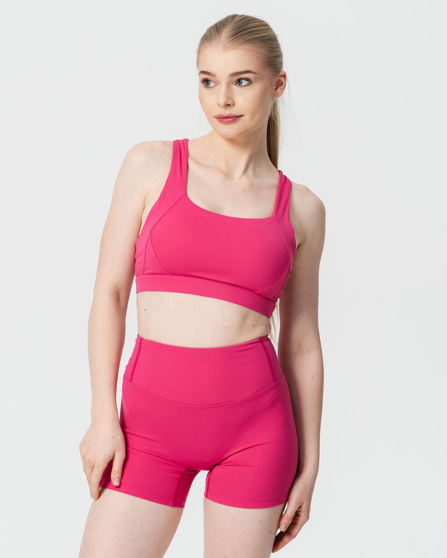 Double Strap Sports Bra in Vibrant Pink