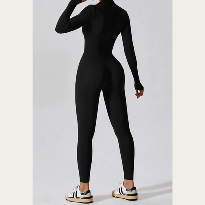 Zipped Yoga Suit in Advanced Black