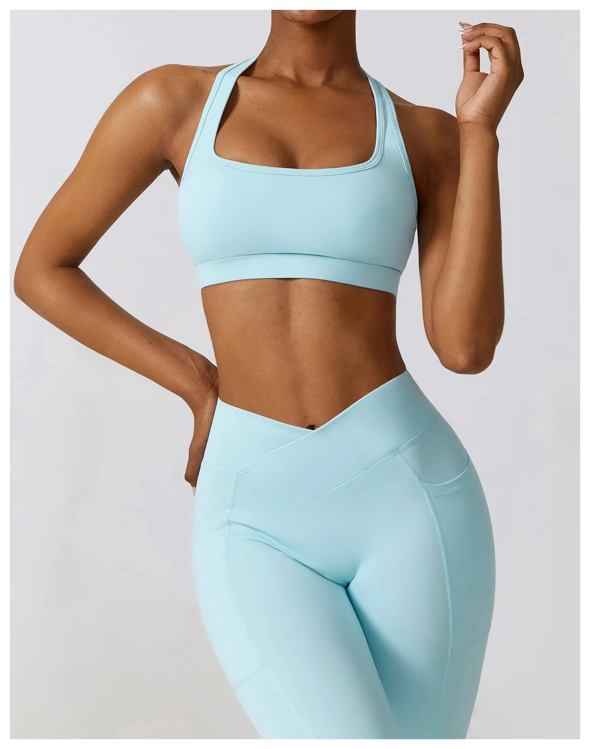 Sports Bra in Baby Blue Athleisure Wear Lunafit Romania