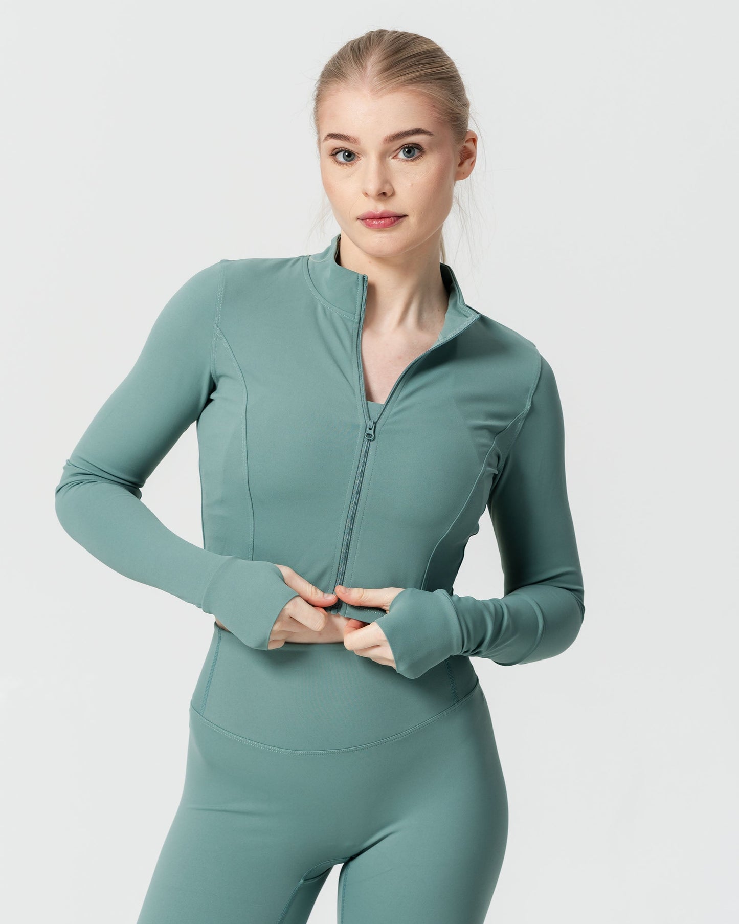 Cropped Jacket in Aqua Mist