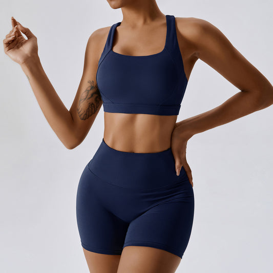 Double Strap Sports Bra in Midnight Blue