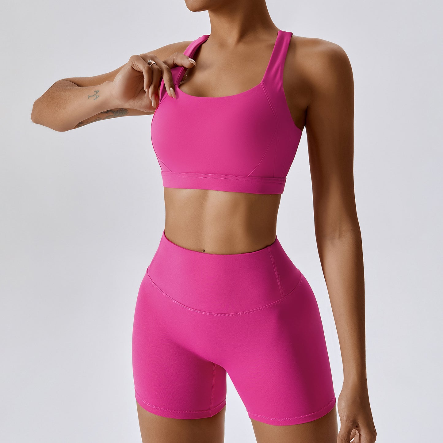 Double Strap Sports Bra in Vibrant Pink