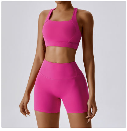 Double Strap Sports Bra in Vibrant Pink