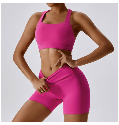 Double Strap Sports Bra in Vibrant Pink