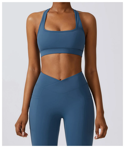 Sports Bra in Steel Blue