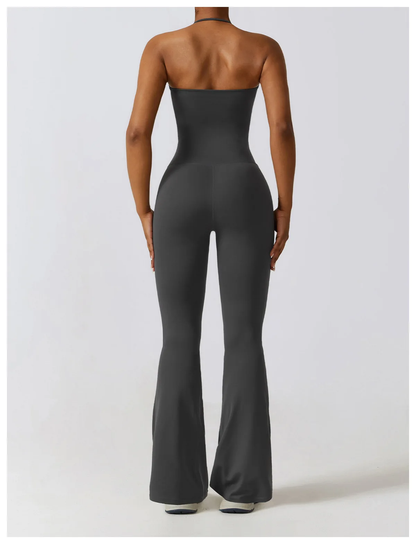 Flared Yoga Suit in Charcoal Grey