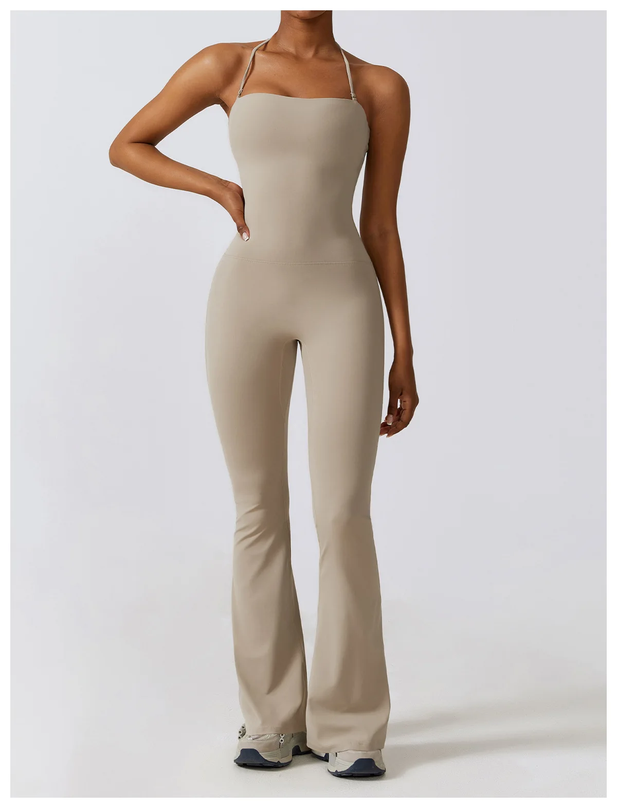 Flared Yoga Suit in Sandstone Beige