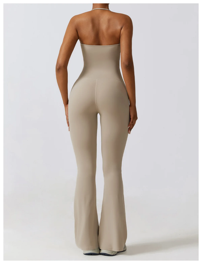 Flared Yoga Suit in Sandstone Beige